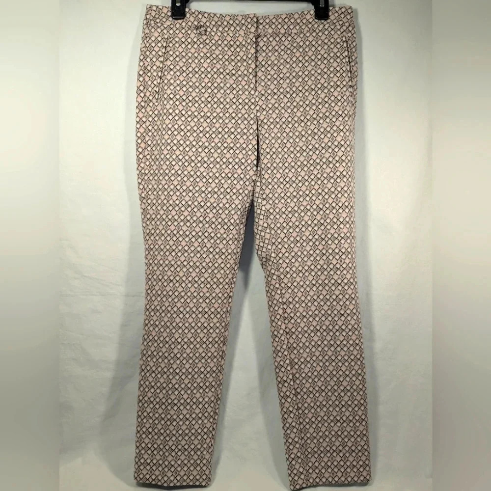 Adrianna Papell printed Kate fit pants , pink/white/black , size 6